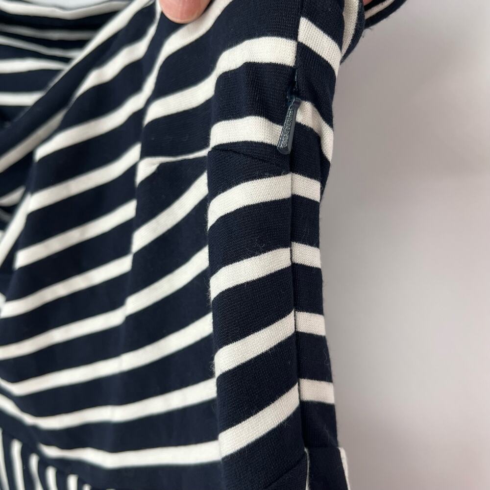 Banana Republic Ponte Off Shoulder Fit Flare Midi Dress Stripe Black White 0 - Picture 10 of 13